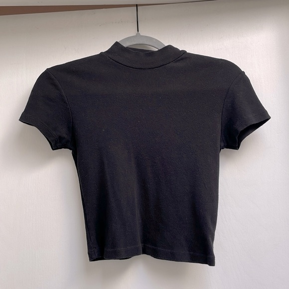 Brandy Melville black short turtleneck, cropped top, one size fits all!! - Picture 1 of 6